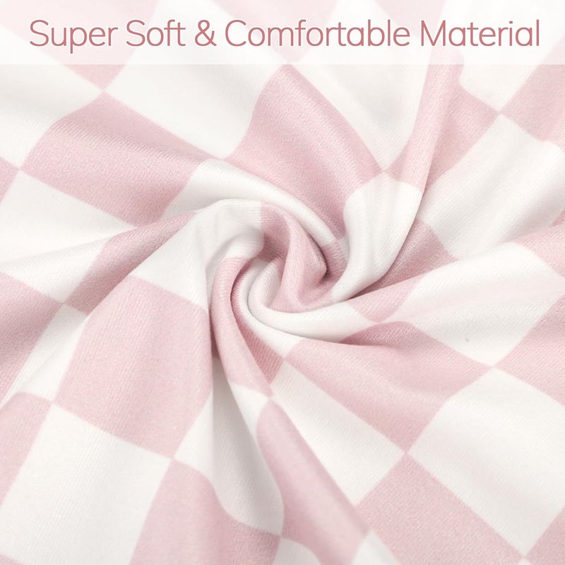 DAYEEBALL Nursing Pillow Cover, Removable Nursing Covers for Breastfeeding Pillows, Stretchy and Soft Fit for Baby Girls Boys Newborn, Pink Checkerboard (Only Cover) - Image 5